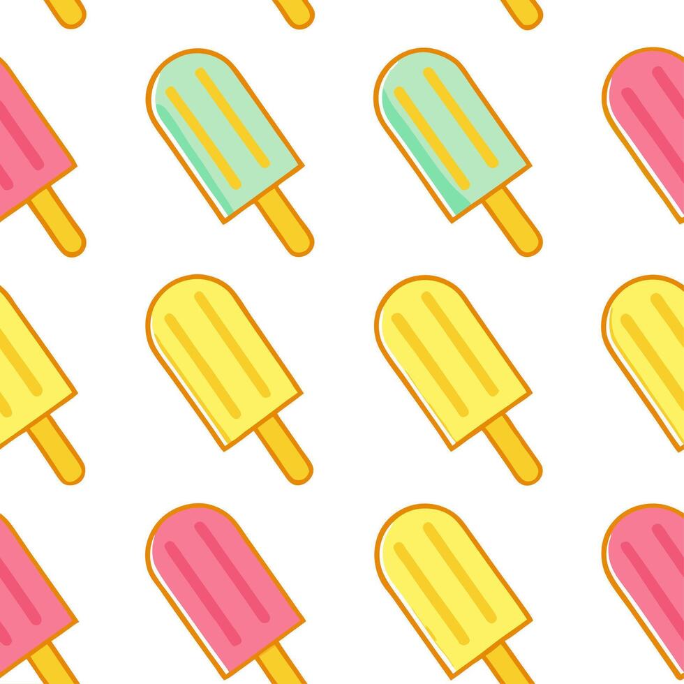 Refreshing popsicle seamless tile pattern with bright juicy colors and cool summer energy vector