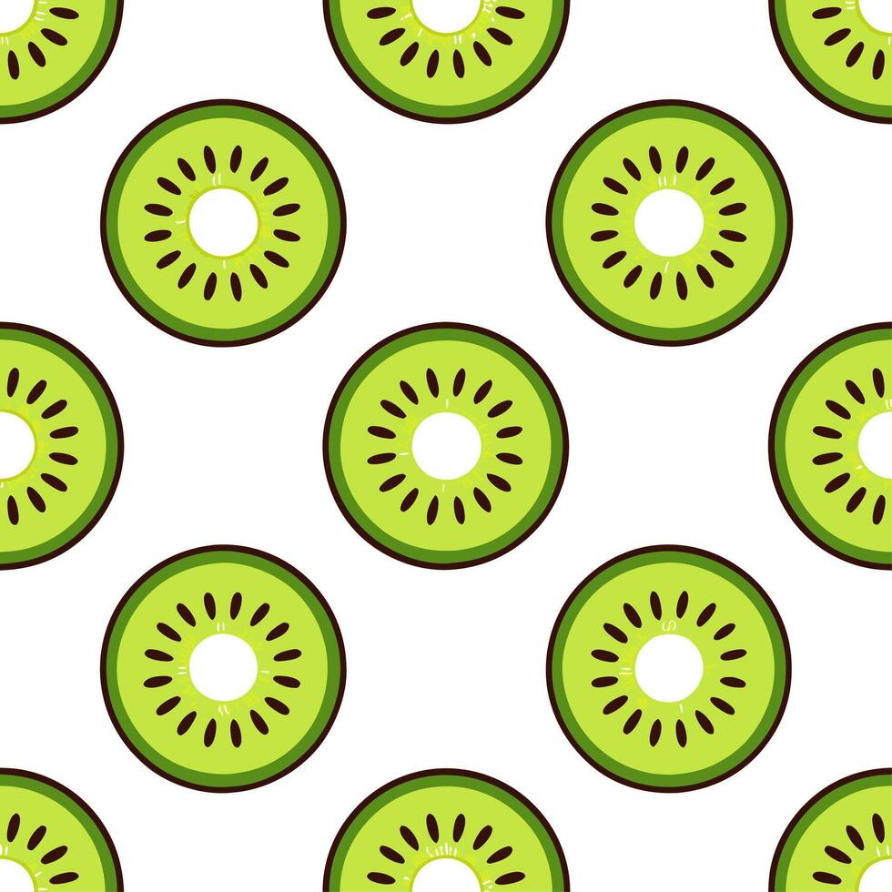 Refreshing kiwi fruit seamless tile pattern with bright green flesh and tiny black seeds vector