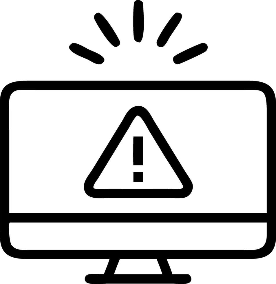 Red flashing warning icons with holographic effects on a computer screen representing critical alerts and system warnings Set 2 vector