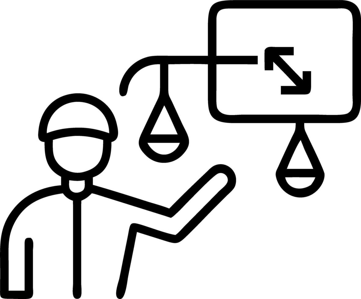 Professional leveraging holographic legal balance and icons for justice related decisions vector