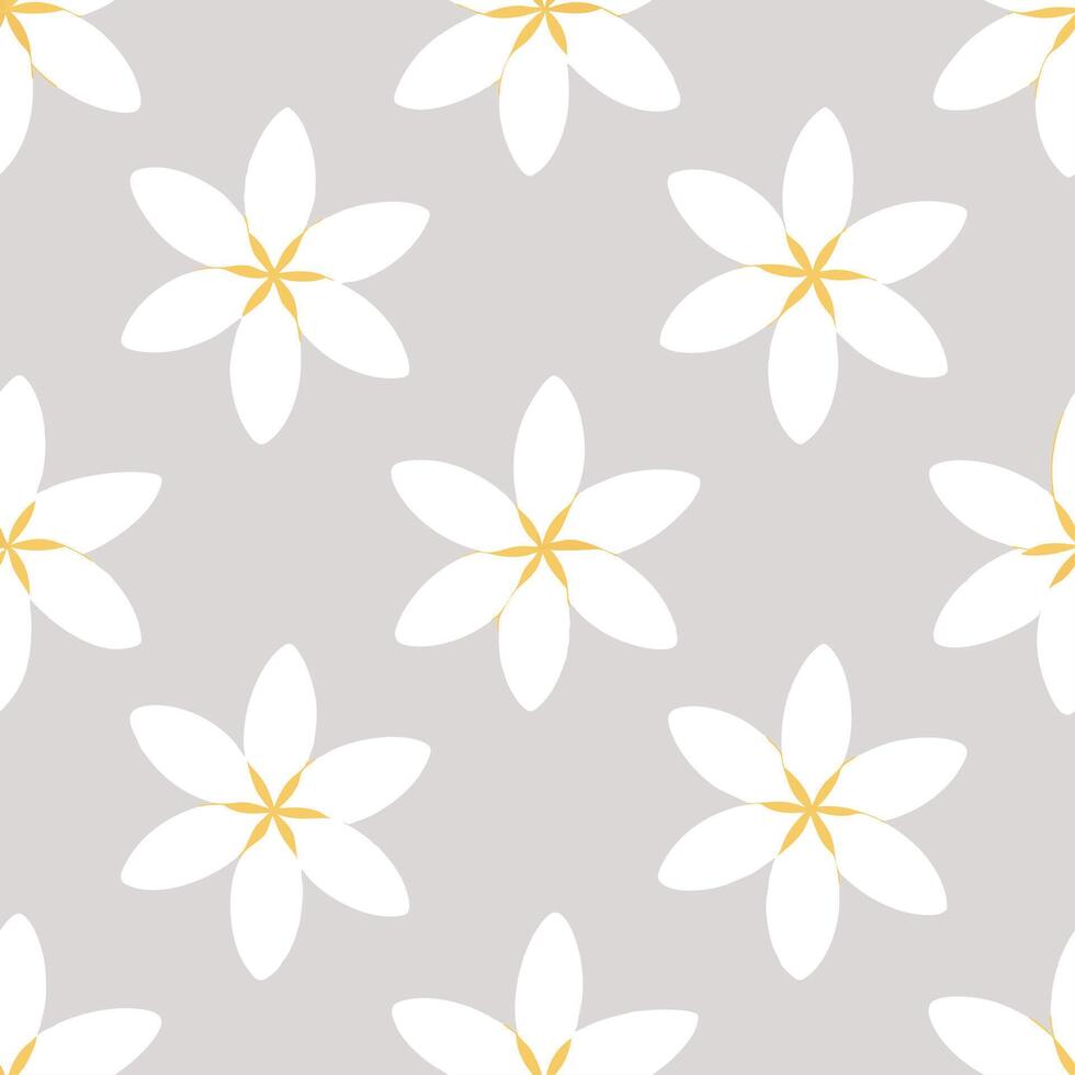 Pretty jasmine seamless tile pattern with delicate white petals and fragrant blossoms vector