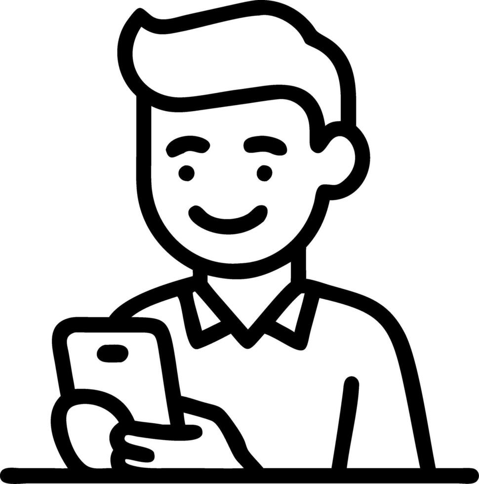 Portrait of happy African business man employee or student using smartphone at work smiling young adult male professional worker holding cell phone smart mobile tech working standi vector