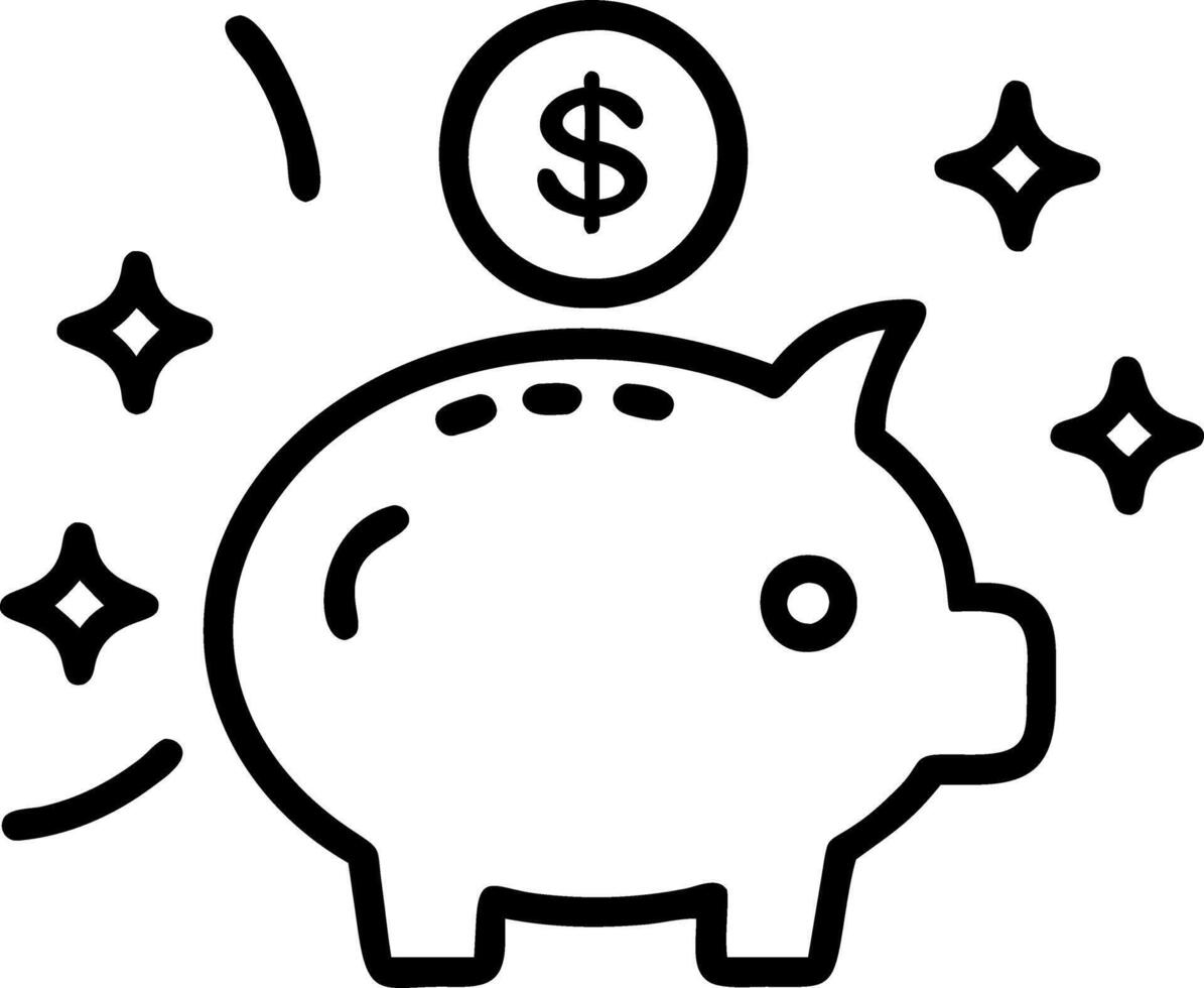 Piggy Bank Savings A glowing piggy bank with holographic coins and dollar signs above it vector