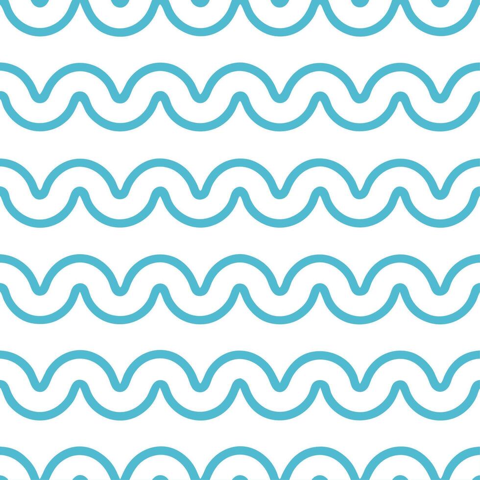 Playful summer waves seamless pattern with curling waves and bright color accents for fun beach designs vector