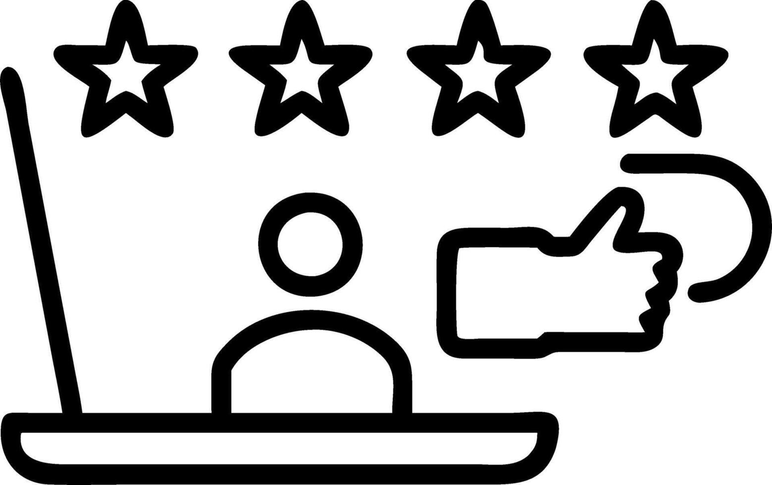 Person interacts with holographic laptop interface giving five star rating using digital feedback system symbolizing positive customer satisfaction survey in empty space Set 4 vector