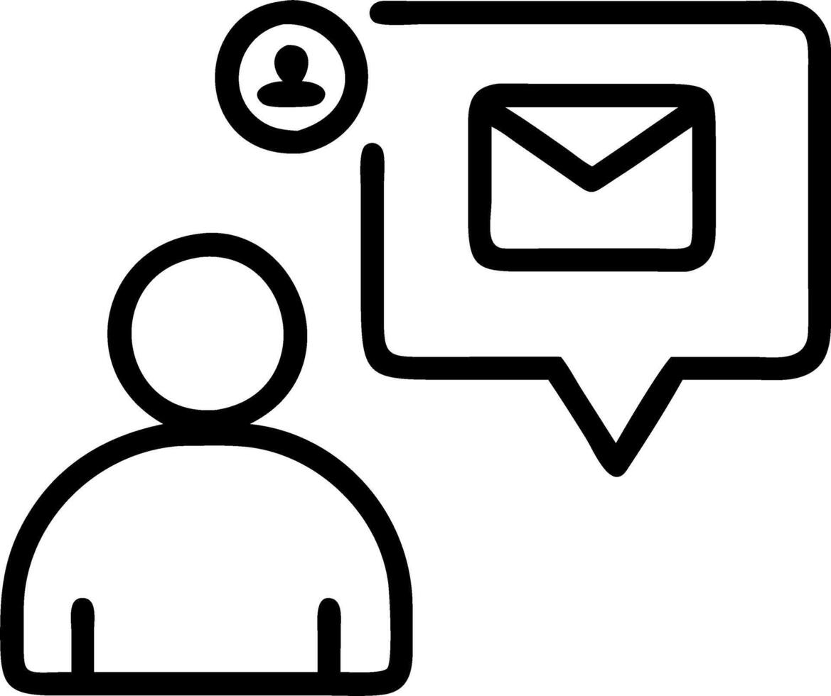 Person interacts with floating digital interface displaying new email notification symbol representing online communication and email marketing vector