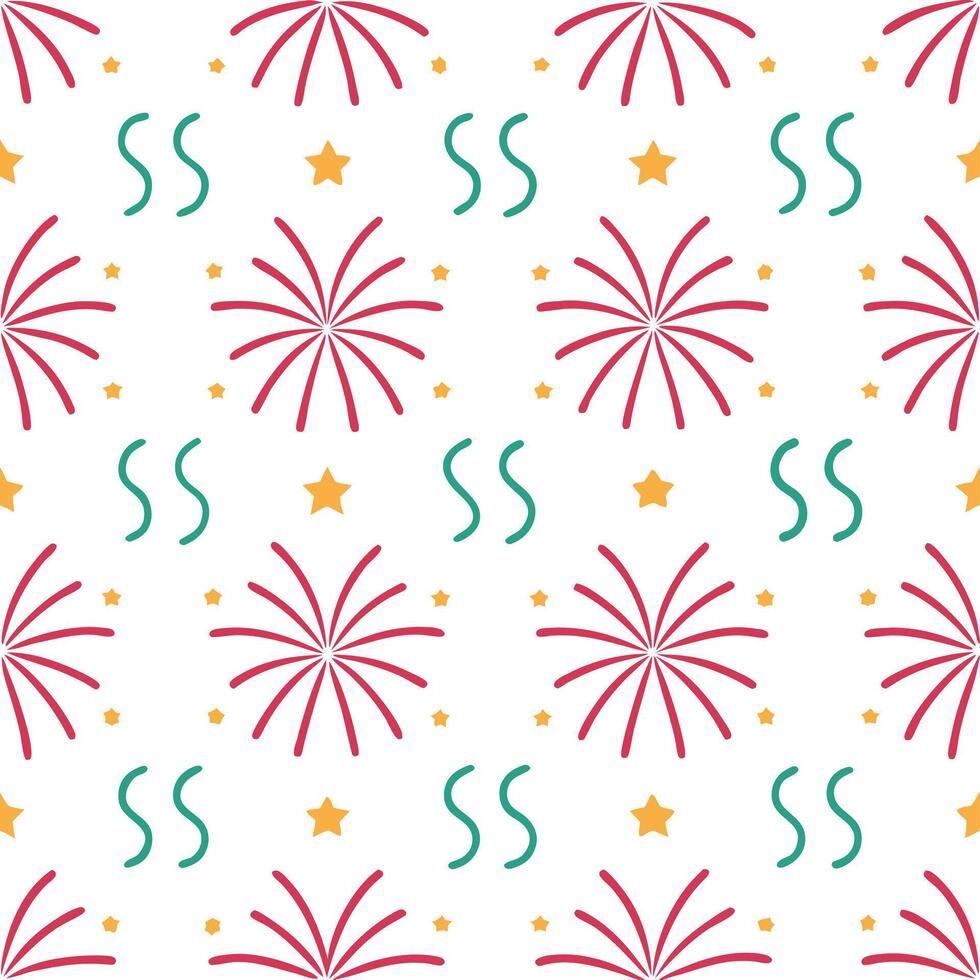 New Year seamless pattern with festive 2023 designs streamers and sparkling fireworks for an energetic joyful atmosphere vector
