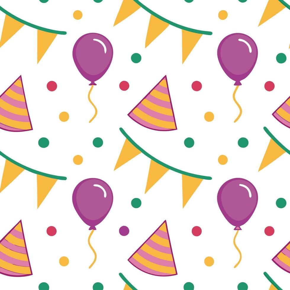 New Year seamless pattern with colorful streamers balloons and party poppers for a festive lively design vector