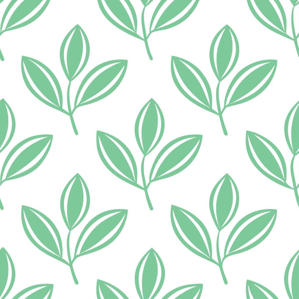New leaf growth seamless tile pattern with soft pastel greens symbolizing the fresh start of spring vector