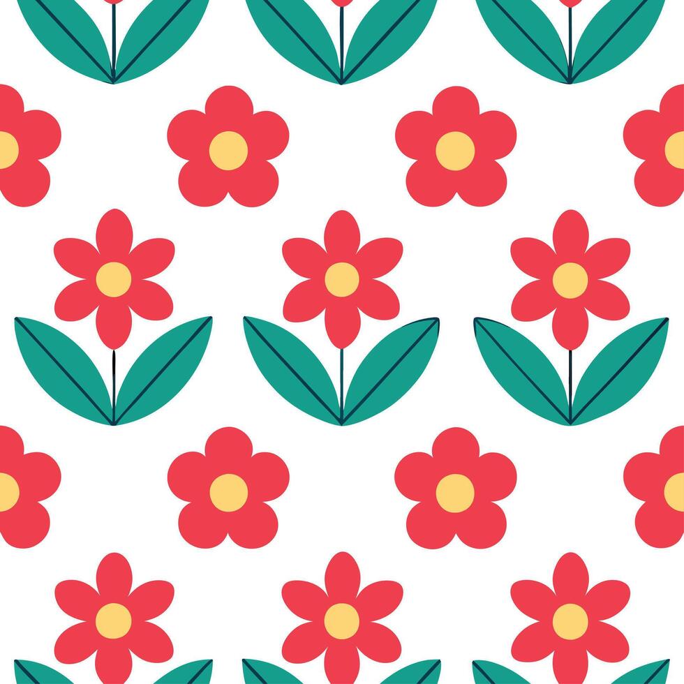 Modern spring floral seamless pattern with bold colors and dynamic shapes for contemporary designs vector