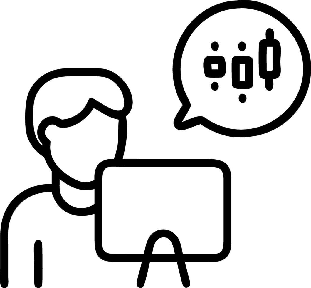 Mature crypto trader investor analyst broker using PC computer analyzing digital cryptocurrency exchange stock market trading graphs report thinking of investing funds risks doing vector