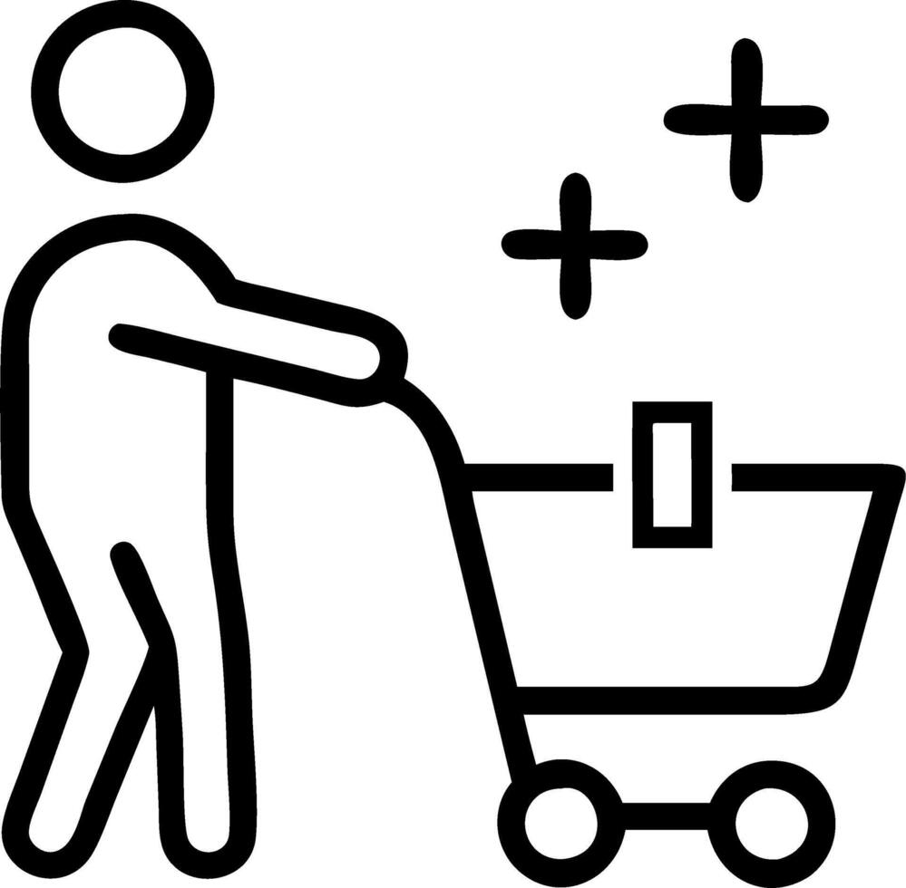 Man holds shopping cart with plus signs representing increased sales volume e commerce growth and internet marketing strategies vector