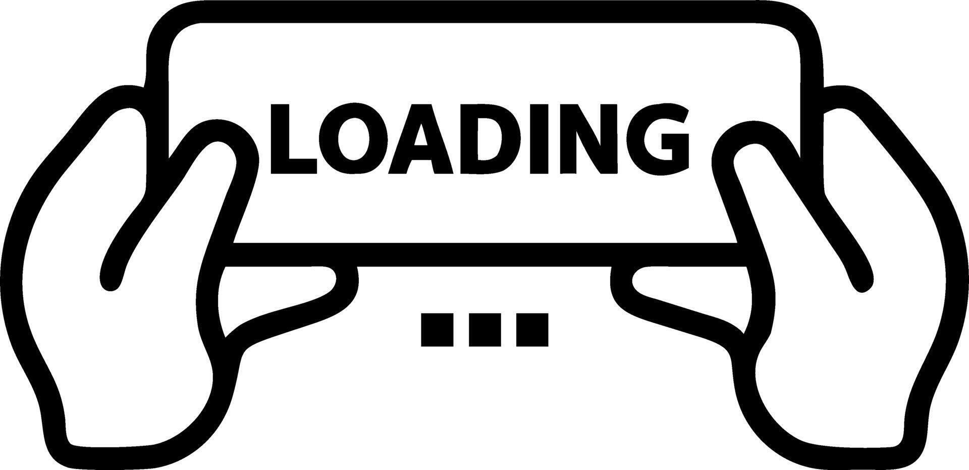 Loading indicator depicted by hands holding a holographic Loading bar with animated progress in a digital interface setting vector
