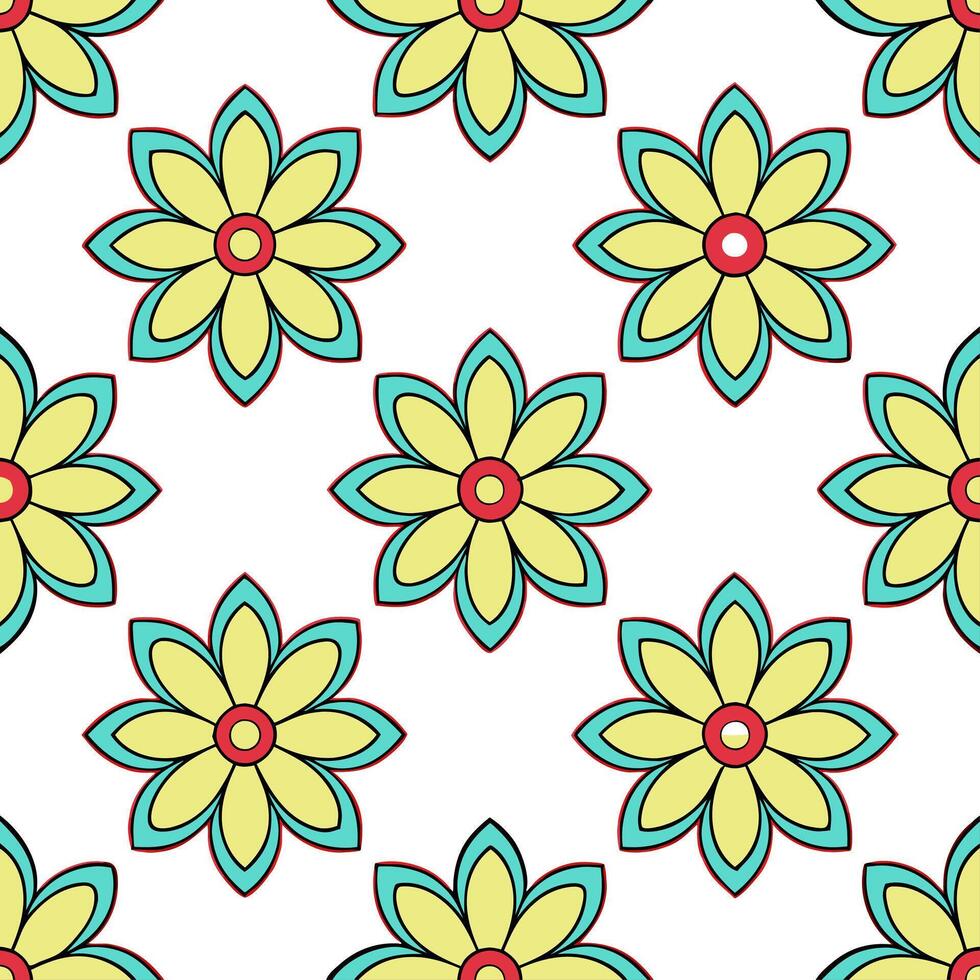 Local motifs seamless pattern with floral designs and bright color accents for a lively cultural feel vector