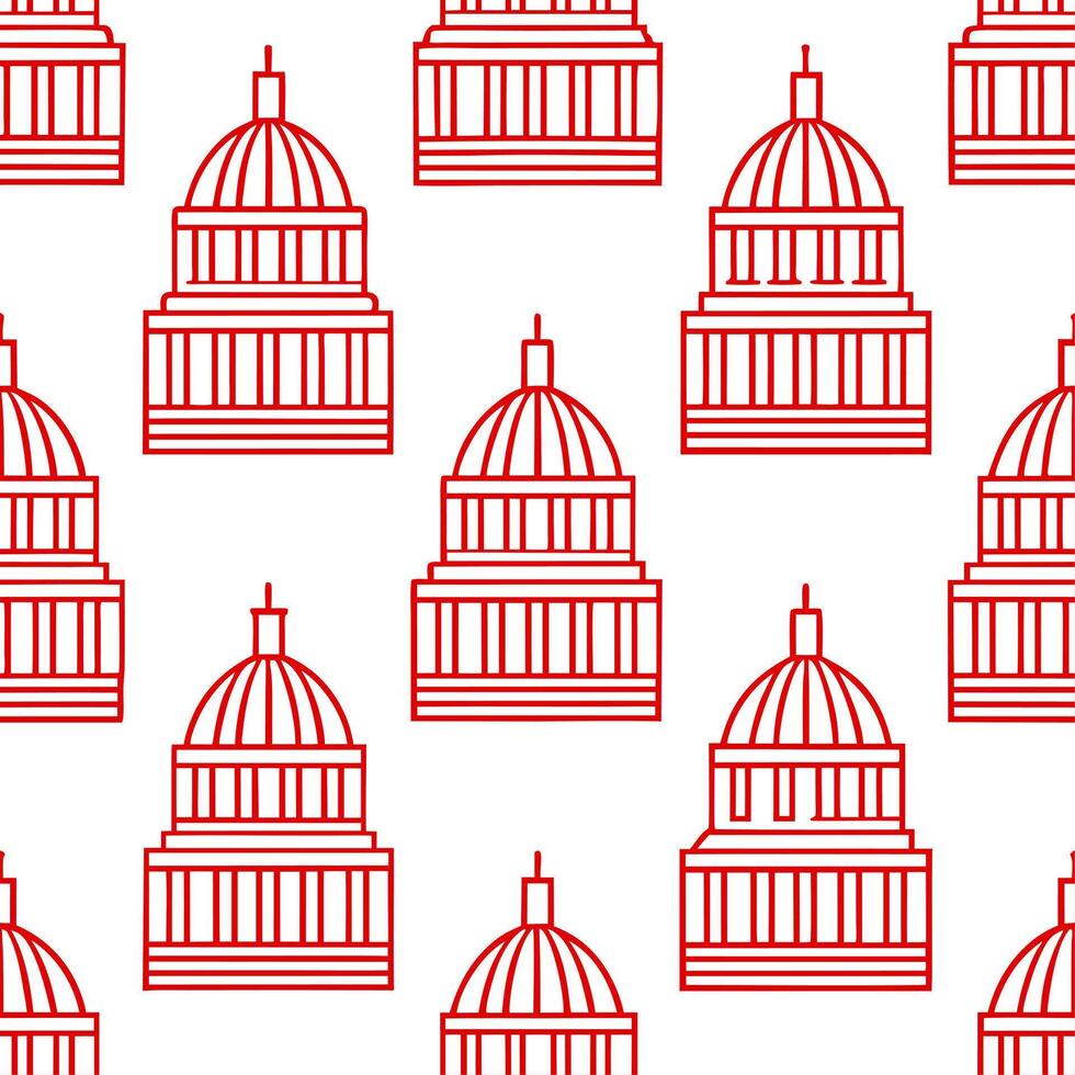 Local architectural landmarks and cultural symbols seamless tile pattern with bold lines vector