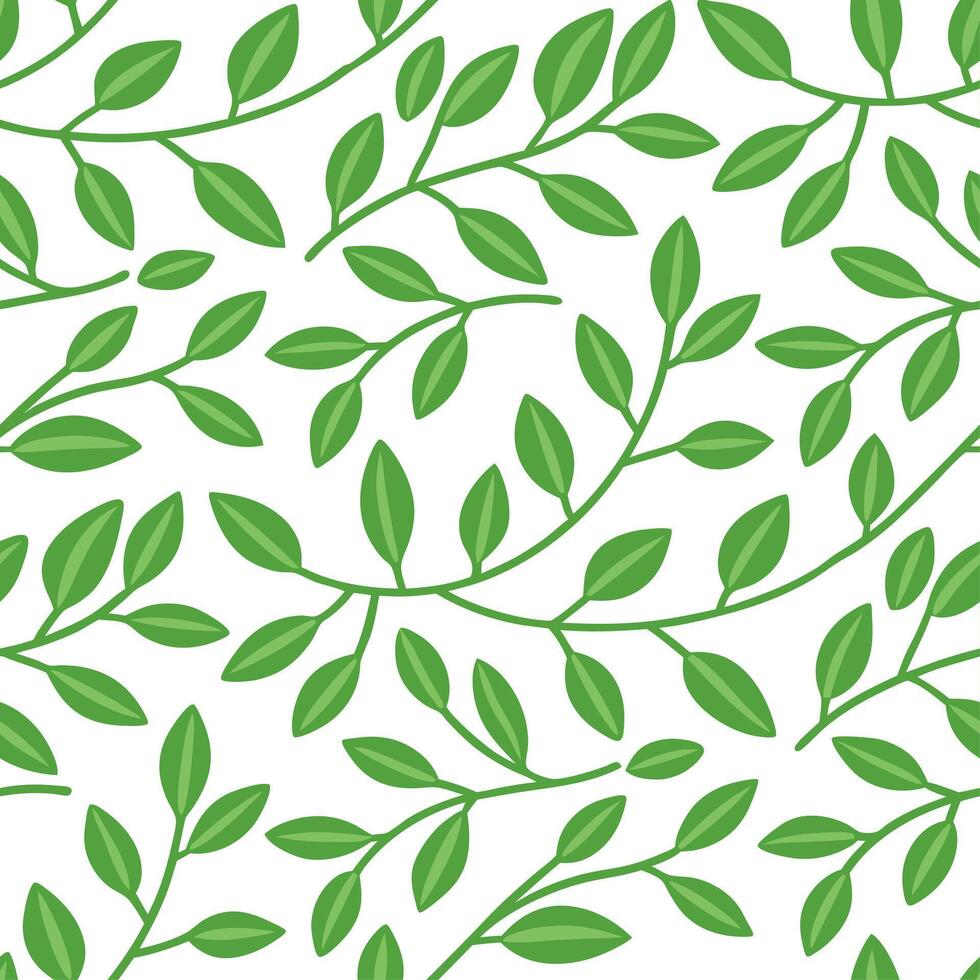 Leafy vine seamless tile pattern with intertwining vines and soft green shades for a lush spring look vector