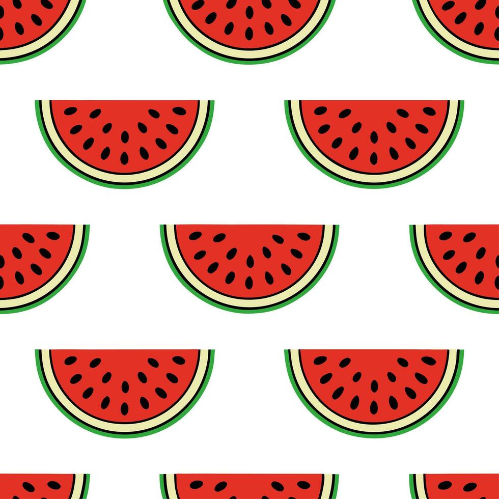 Juicy watermelon seamless tile pattern with vibrant red and green hues for a refreshing summer look vector