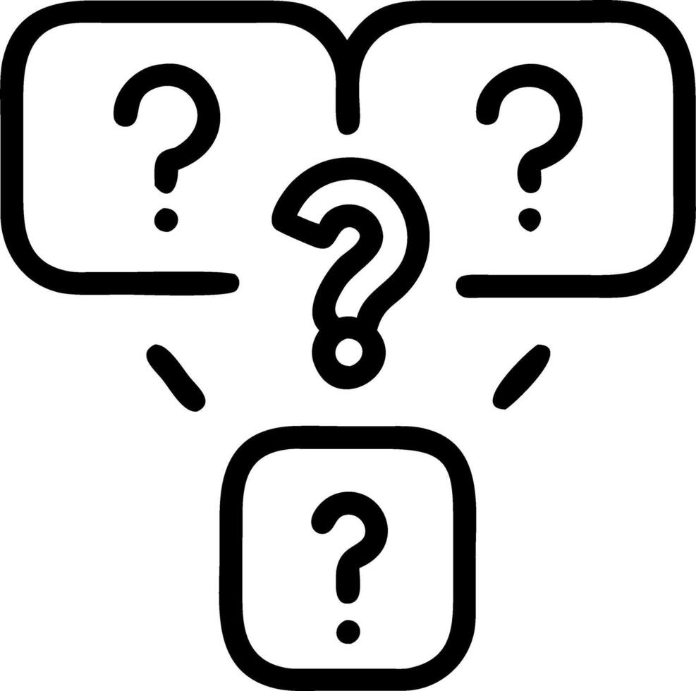 Interactive question panel depicted by a floating set of question marks with one illuminated as the selected option in a digital interface Set 5 vector