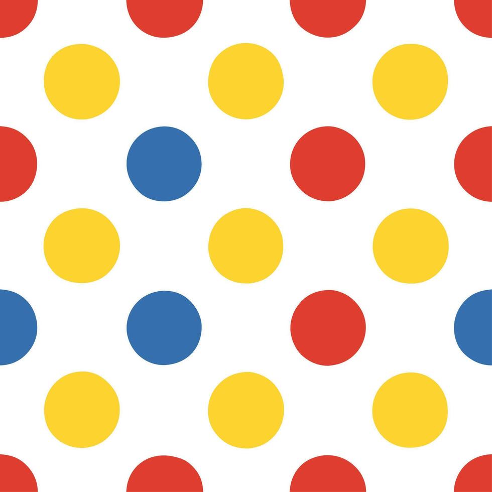 Illustrate a seamless pattern featuring retro polka dots in vibrant primary colors for a playful mid century modern theme Set 8 vector