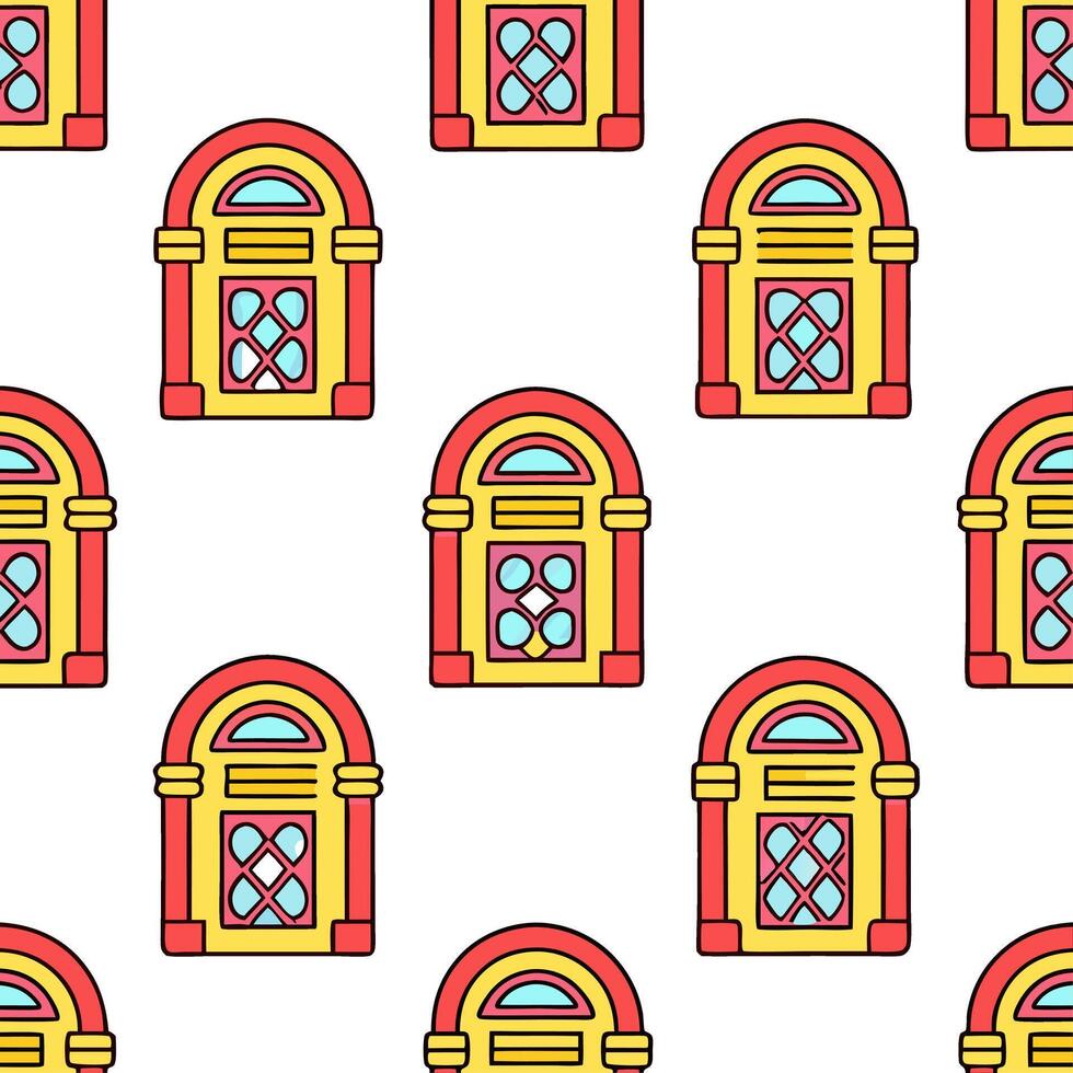 Illustrate a seamless pattern featuring retro polka dots in vibrant primary colors for a playful mid century modern theme Set 6 vector