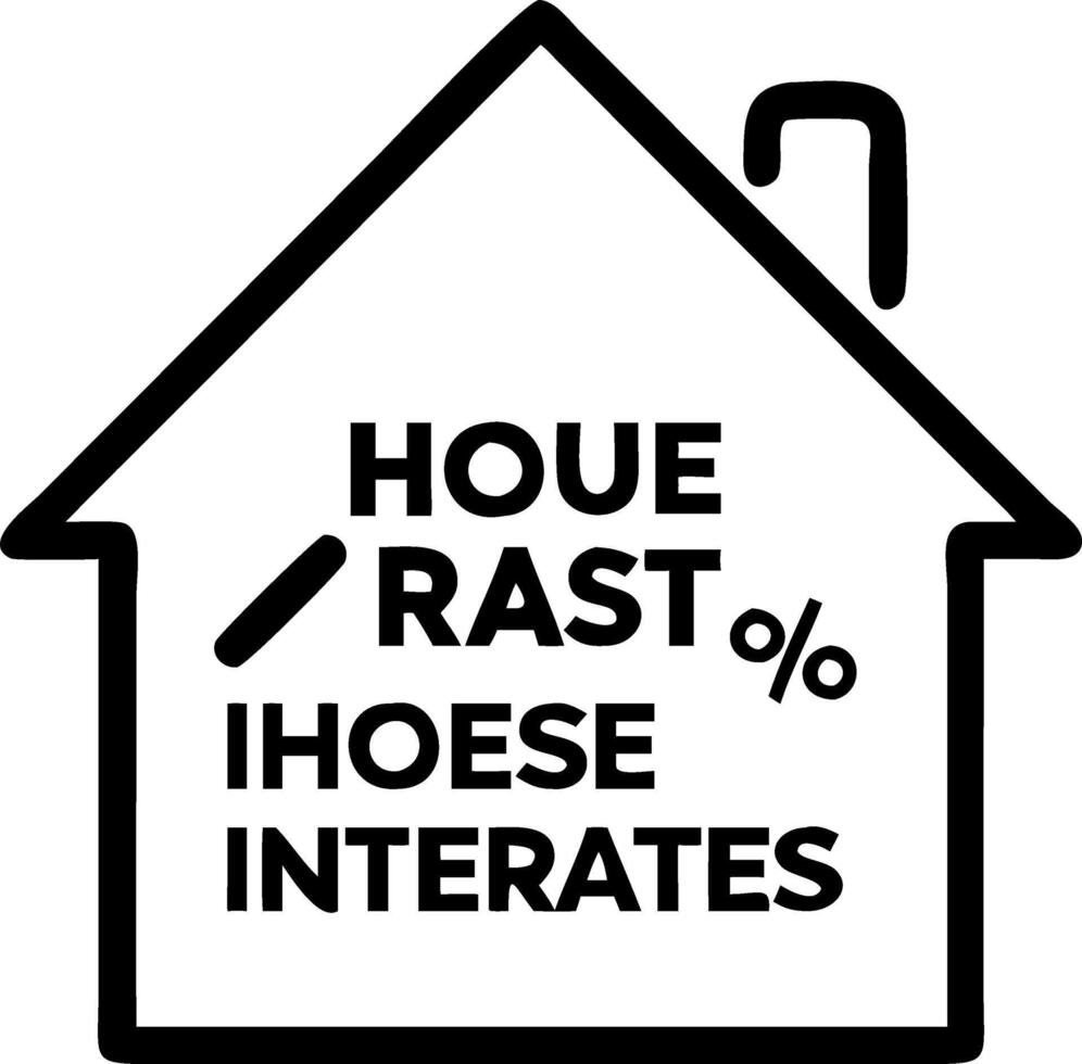 House icon with holographic interest rates displayed for mortgage or real estate in a digital financial environment vector