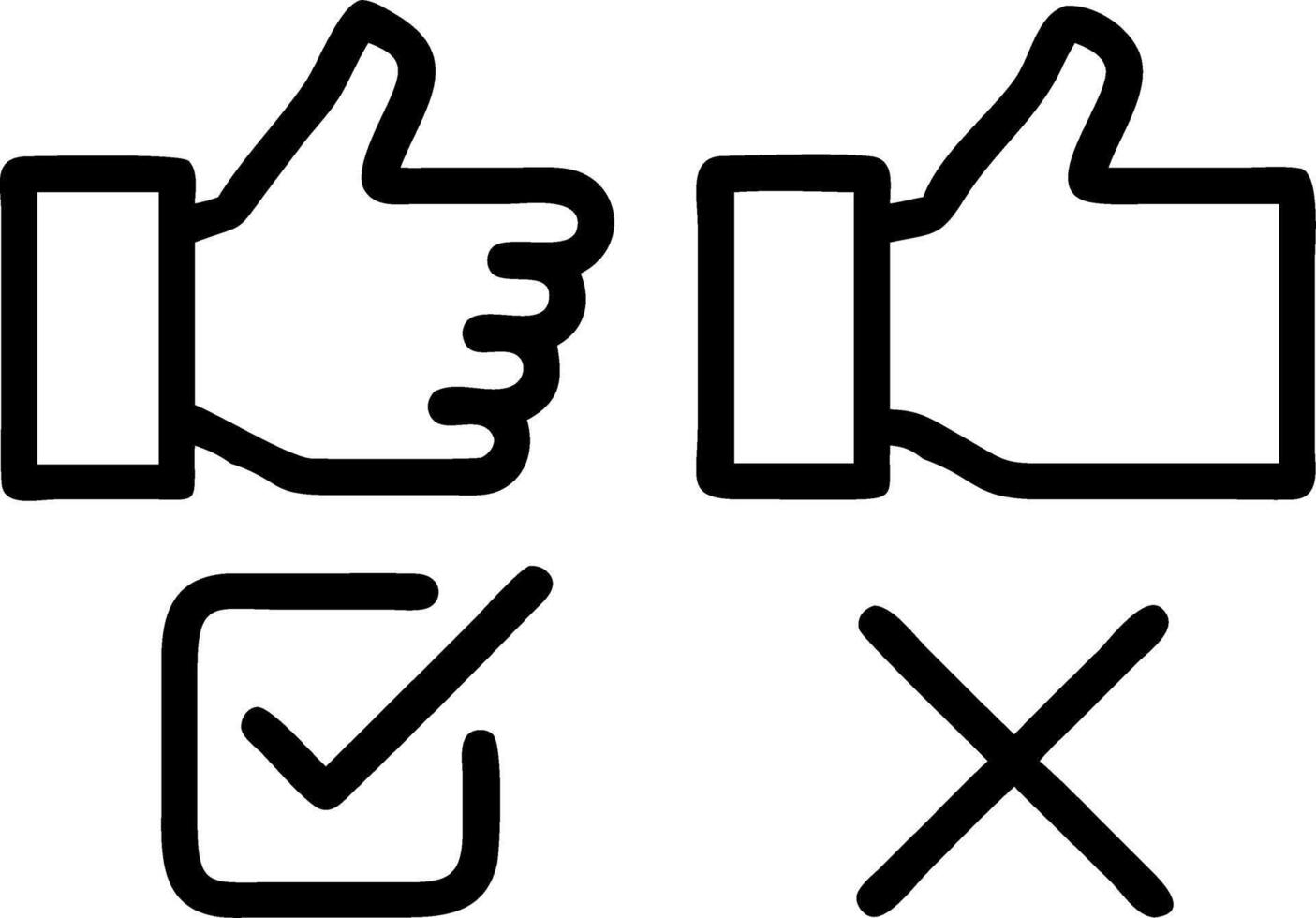 Holographic thumbs up down icons or yes no checkboxes being tapped representing virtual voting in digital workplaces Set 2 vector