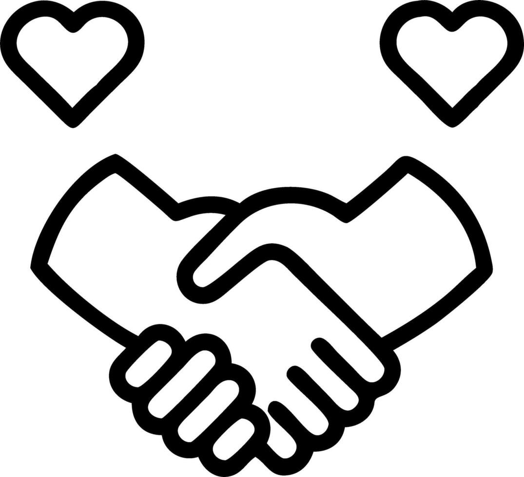 Heart icons and handshake symbols representing social responsibility and corporate social initiatives vector