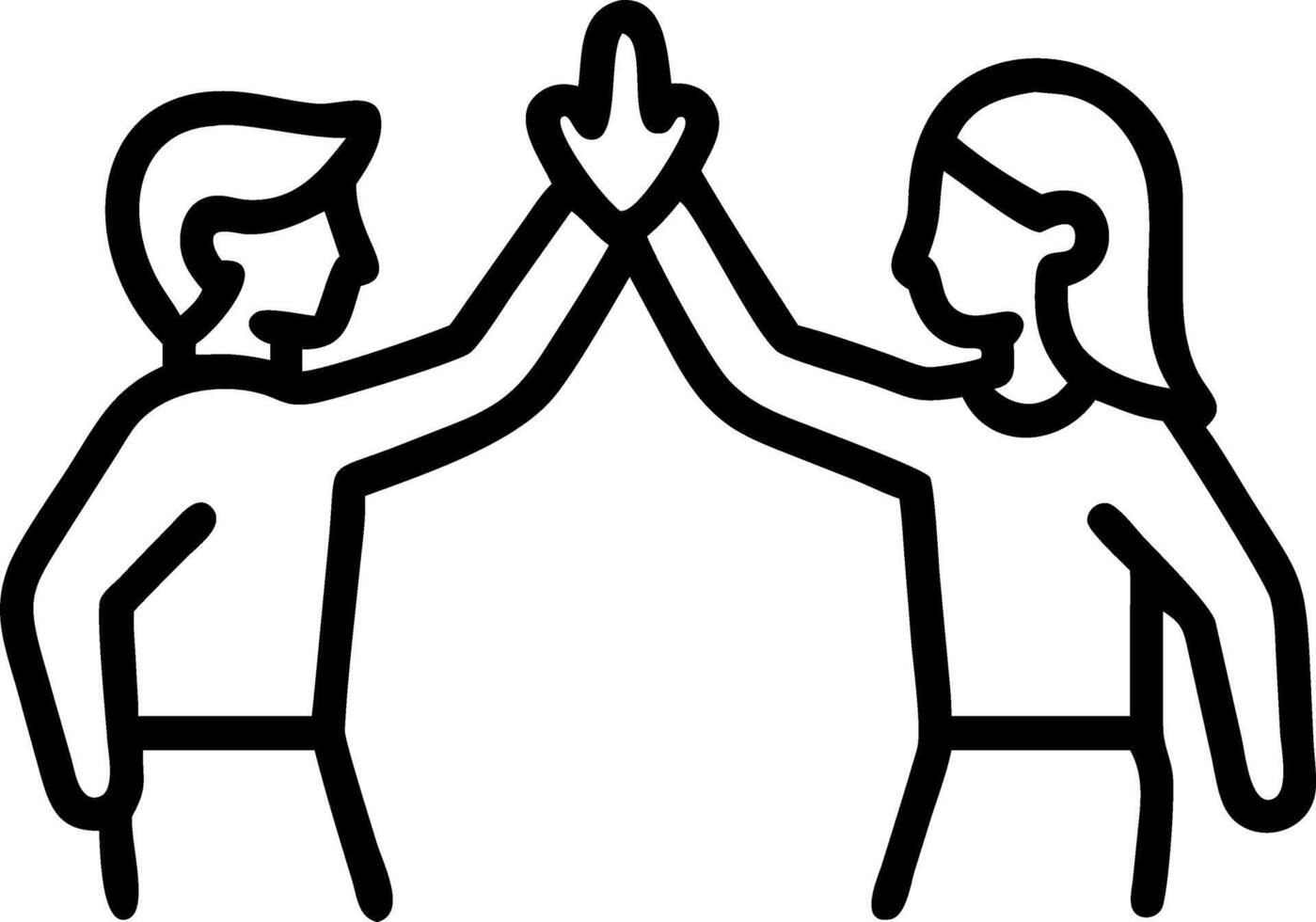 Happy young Indian woman worker giving male colleague high five celebrating good team work results financial success in professional teamwork at diverse coworkers group office meet vector