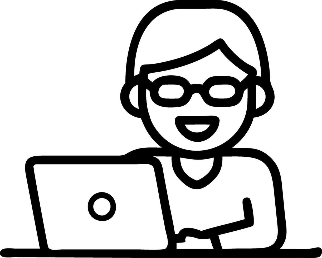 Happy older mature business woman entrepreneur in office using laptop at work smiling professional senior middle aged female executive wearing glasses working on computer at office vector