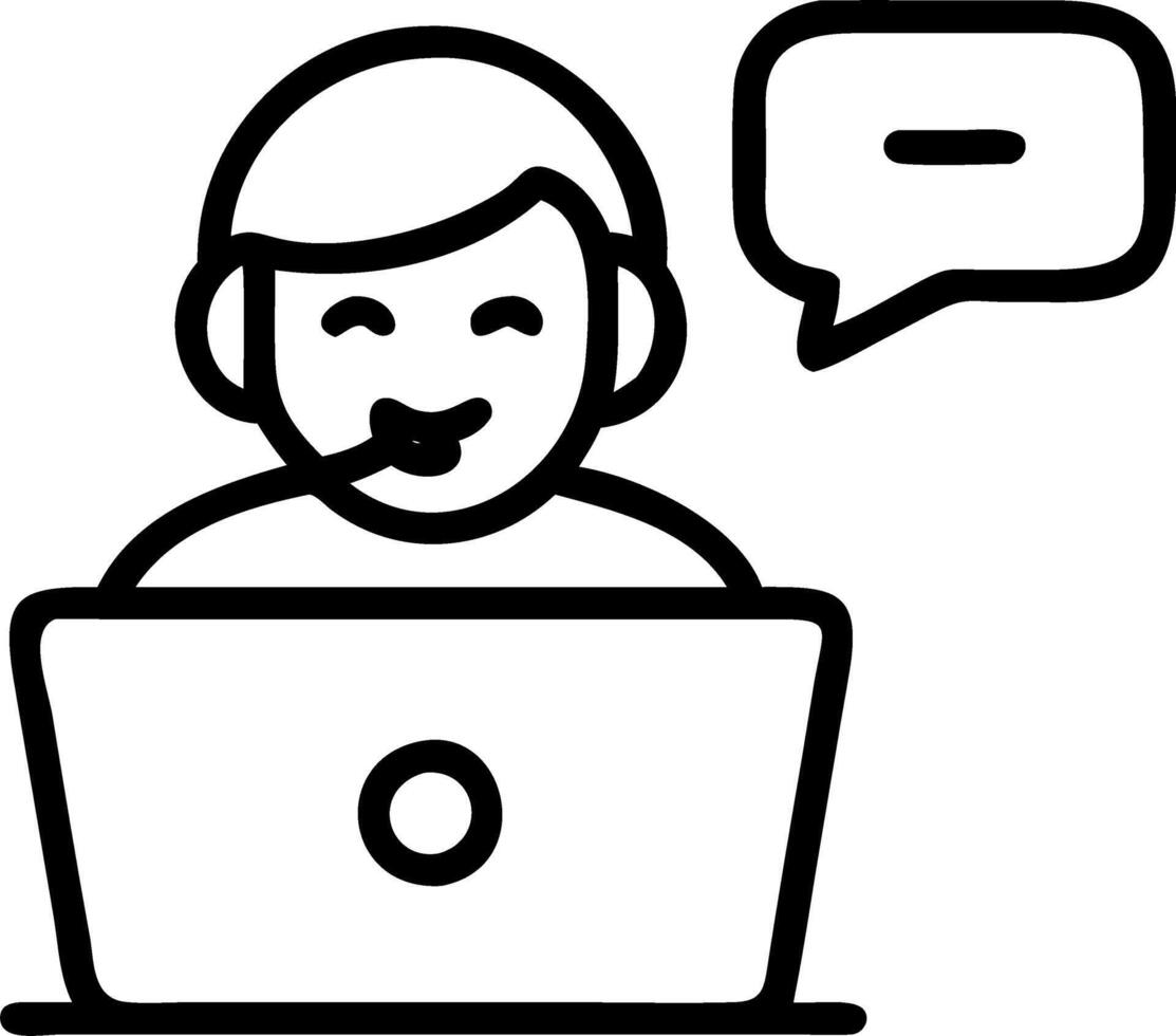 Happy middle aged business man manager wearing earbud having virtual meeting looking at laptop hybrid working in office busy mature professional executive making conference c vector