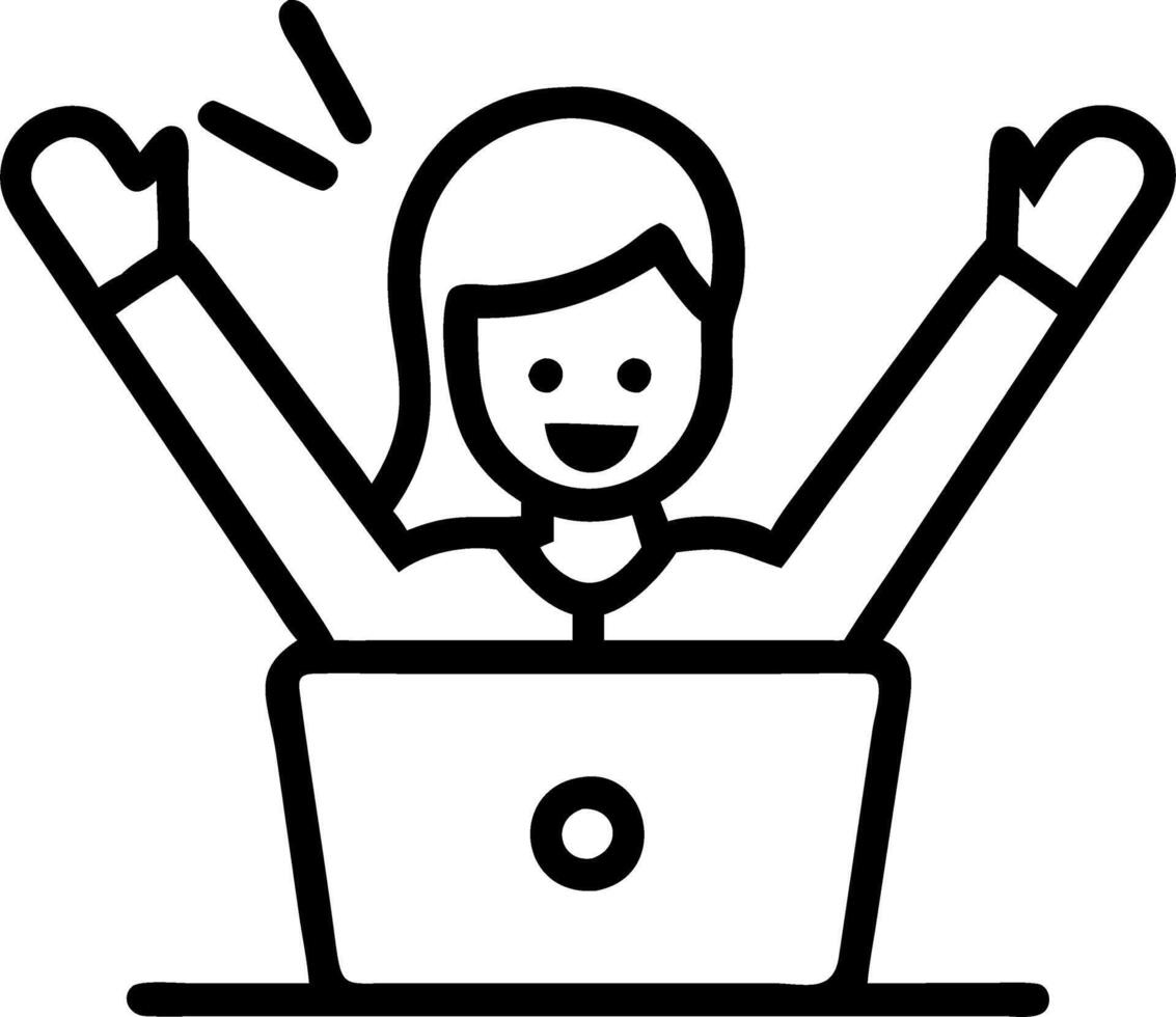 Happy excited young African American professional business woman executive celebrates success good results achievement in office at work sitting with computer at workplace looking Set 5 vector
