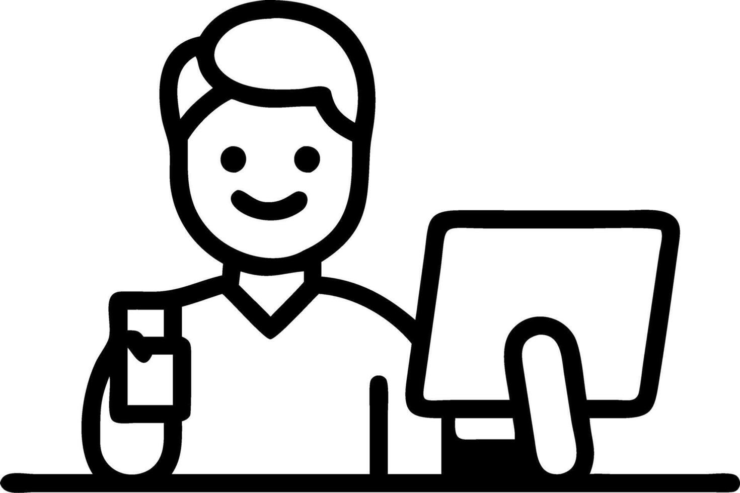 Happy African business man employee student looking away using smartphone at work smiling young adult male professional worker holding cell phone smart mobile tech working in offic vector