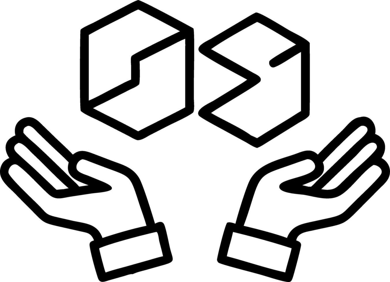 Hands sorting floating holographic documents in a modern digital document management system Set 2 vector