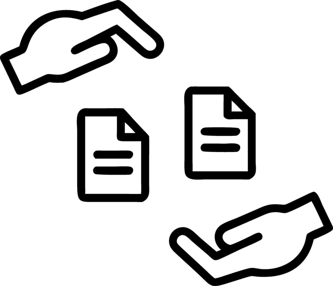 Hands analyzing floating documents and task icons for thorough due diligence processes vector