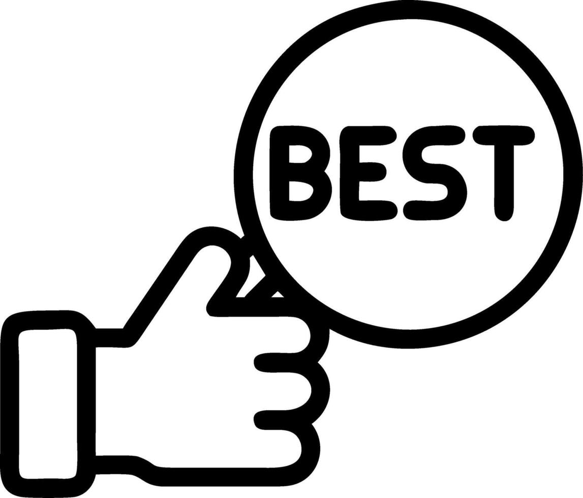 Hand using magnifying glass to highlight Best in Good Better Best sequence on blue background in empty space vector