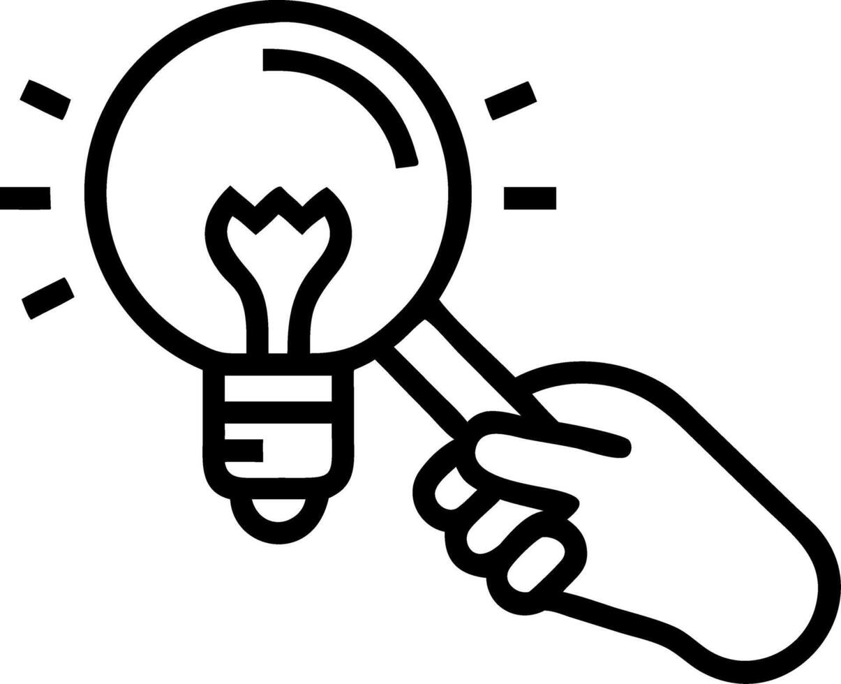 Hand using holographic magnifying glass focusing on light bulb with education symbols symbolizing educational growth and goal achievement in e learning in empty space Set 2 vector