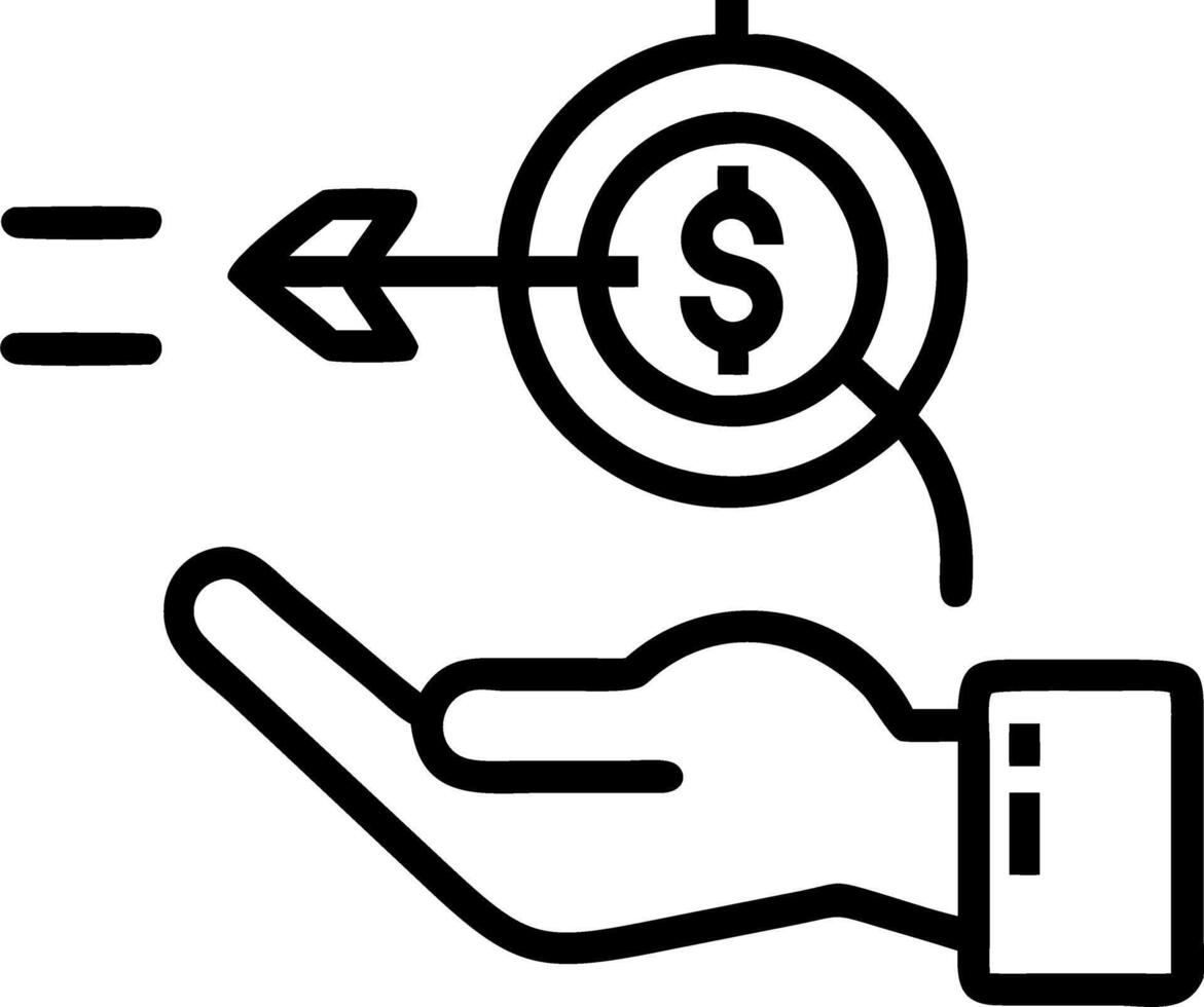 Hand using holographic tools for setting investment financial goals in empty space vector