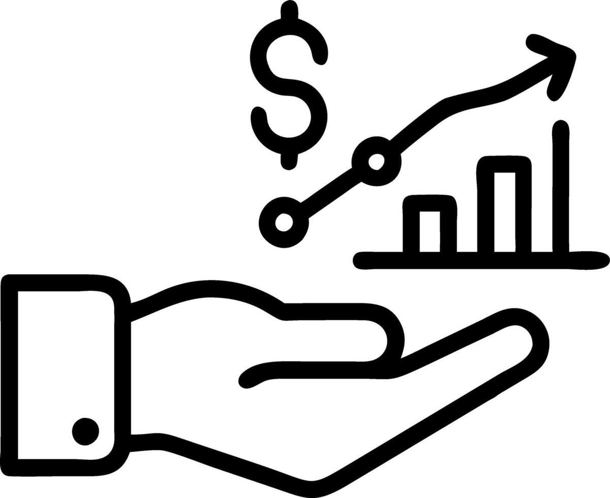 Hand using holographic financial adjustment tools for profit and loss with empty space background vector