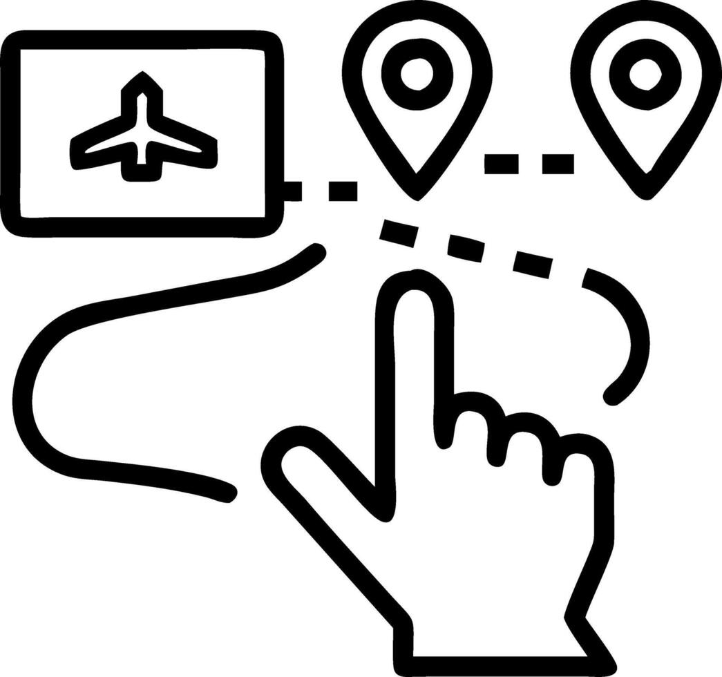 Hand using holographic interface for comprehensive family trip planning with empty space background vector