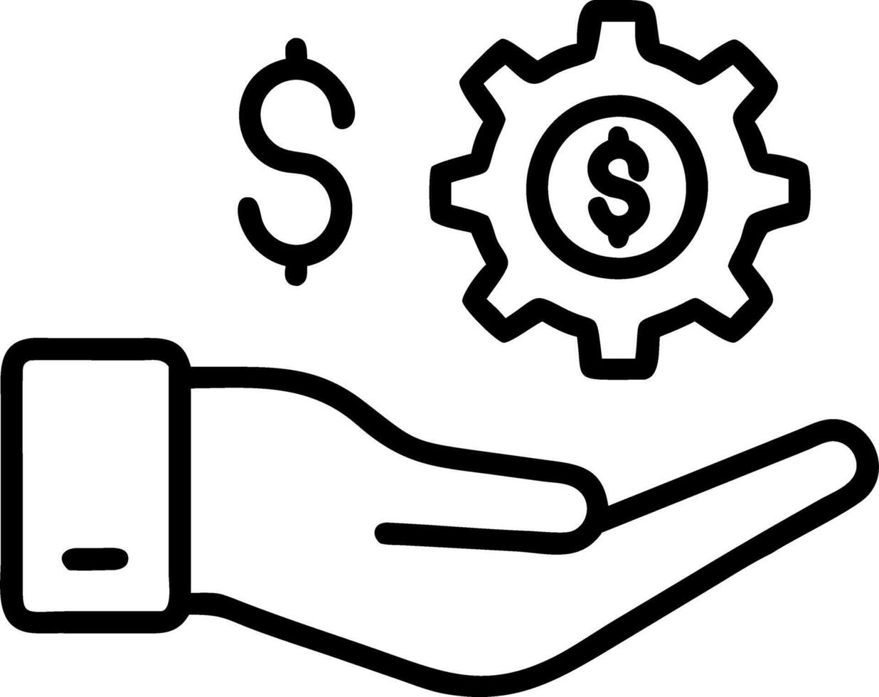 Hand showing holographic automation icon representing profit management revenue automation in empty space background vector