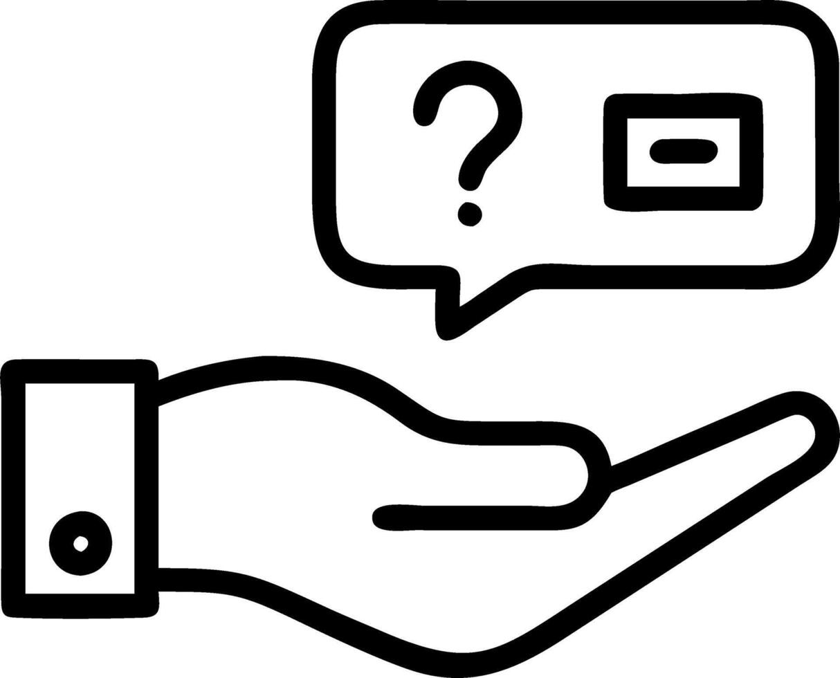 Hand showcasing holographic interview evaluation symbol representing interview questions evaluation in empty space background vector