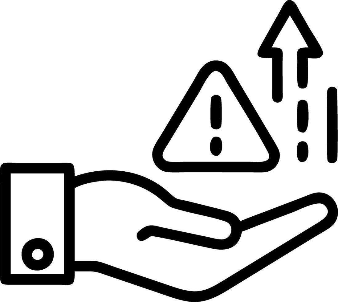 Hand presenting holographic risk forecast icon symbolizing risk reward forecast in financial management within empty space background vector