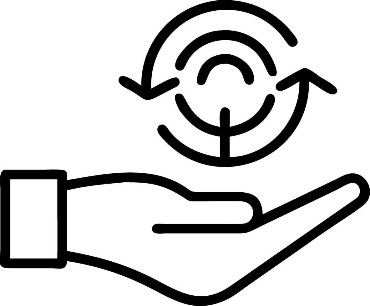 Hand presenting holographic reflection symbol representing growth mindset learning reflection in empty space background Set 3 vector