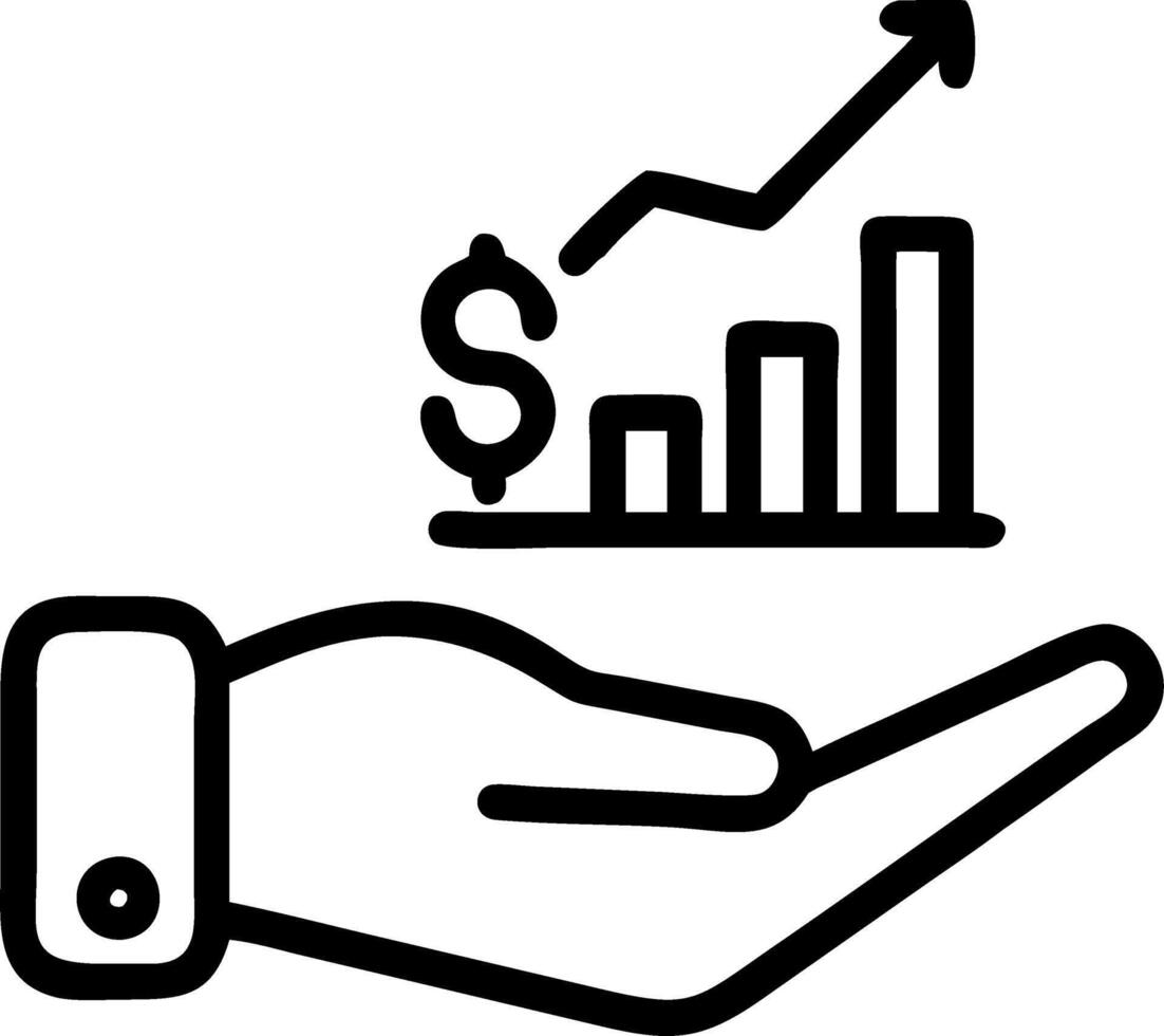 Hand presenting holographic profit forecast icon symbolizing profit forecast in financial management within empty space background Set 3 vector
