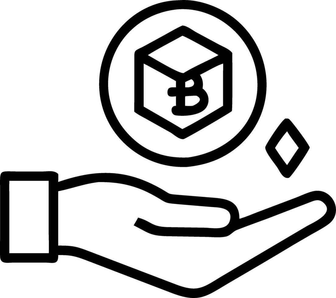 Hand presenting holographic investment cryptocurrency guide symbol representing investment cryptocurrency guide in empty space background Set 21 vector