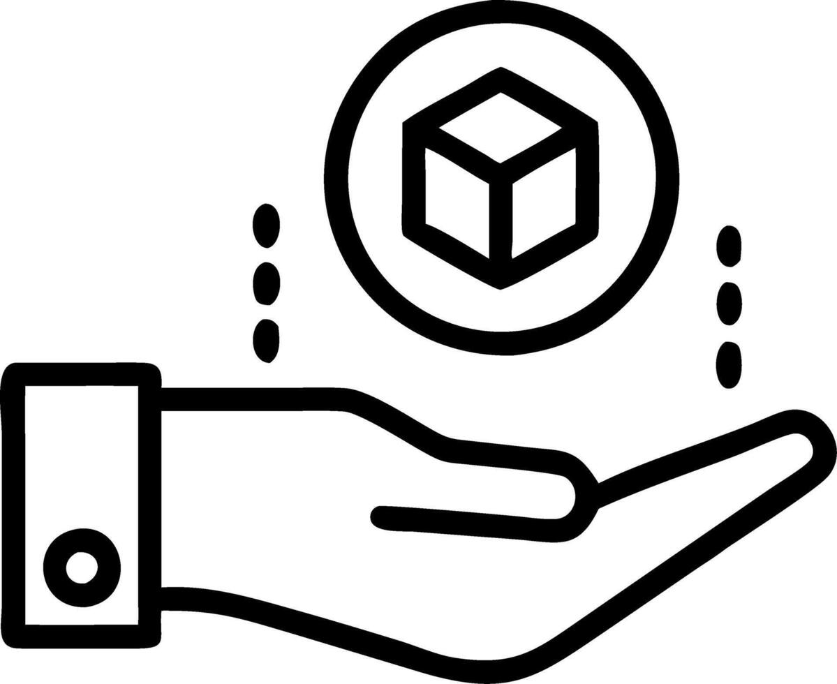 Hand presenting holographic investment cryptocurrency guide symbol representing investment cryptocurrency guide in empty space background Set 19 vector
