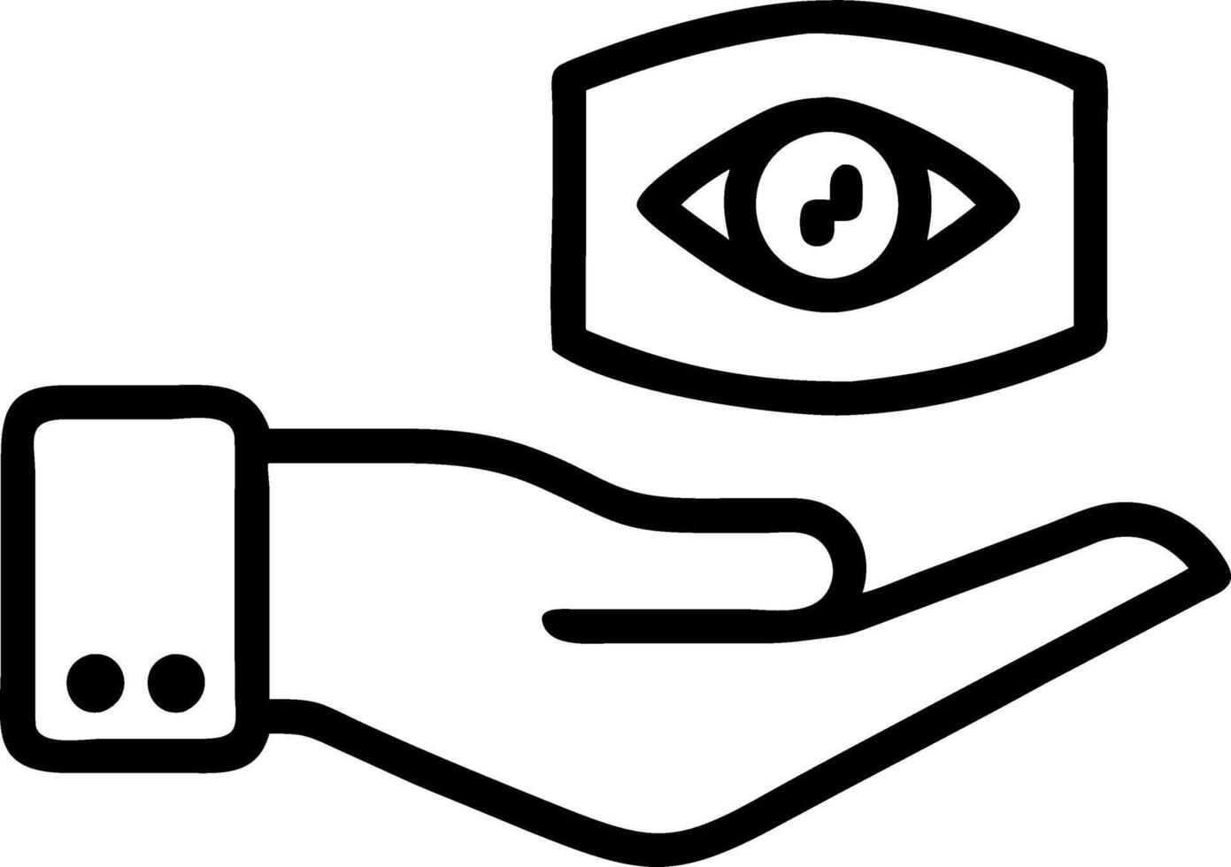 Hand presenting holographic interview strategy symbol representing interview questions strategy in empty space background vector
