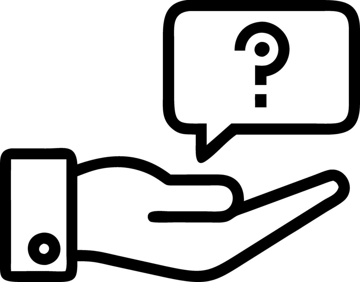 Hand presenting holographic interview interaction symbol representing interview questions interaction in empty space background vector