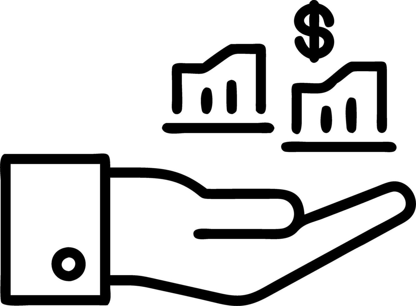 Hand presenting holographic expense evaluation tools for profit and loss with empty space background Set 2 vector