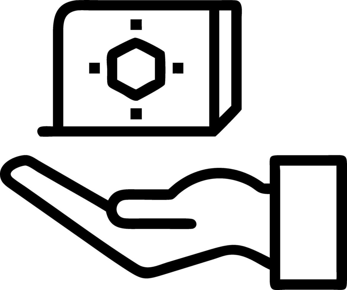 Hand presenting holographic device showcasing digital wallpaper trends with empty space background Set 3 vector
